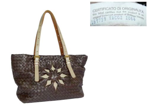 Bottega Veneta 169759 Brown Intrecciato Flower Tote-0