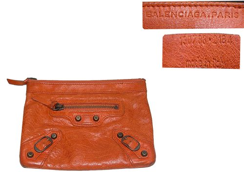 90% NEW ! Balenciaga Portefeuille 186191 Orange Regular Classic Coin Purse/ Pouch-0