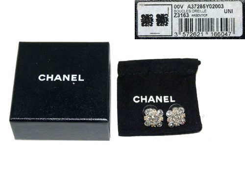 Chanel Z3163 Flower Crystal Earring and Ring-0