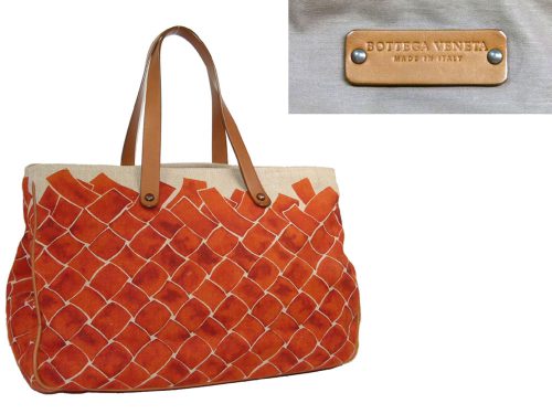 Bottega Veneta Canvas Orange Cabas Large Travel Luggage-0