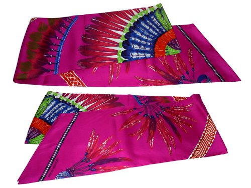 Hermes Silk Maxi Twilly, 87'' x 8'' in Bright Pink Astrologie Nouvelle-0