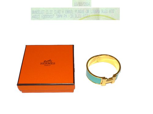 Hermes Clic-Clac H Bleu Atoll Enamel PM 1" Wide Bracelet with Gold Plated Hardware-0