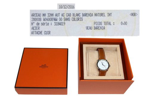 Hermes Barenia Natural 32mm Automatic Arceau MM Medium Size Watch for Unisex-0