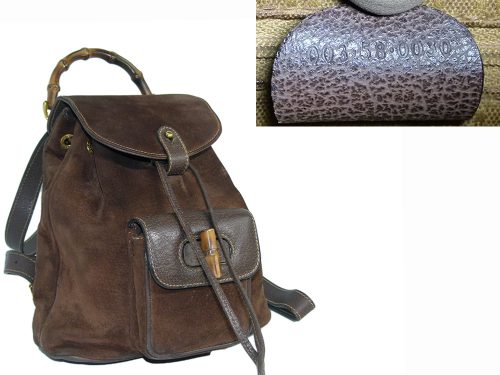 Gucci Vintage Classic Bamboo Brown Suede Backpack Small -0