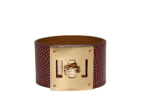 Hermes Lizard Kelly Dog Bracelet Etrusque Color with Rose Gold Hardware-0