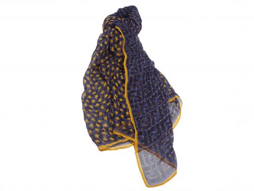 Fendi 100% Silk Blue Limited Edition with Yellow Stars Scarf/ Wrapy/ Shawl -0