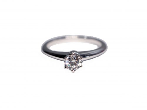 Tiffany & Co. Diamond Solitaire Ring 950 White Gold, Diamond D1-0.30 (Size 50)-0