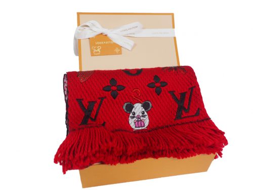 Louis Vuitton M76162 Rat Red Wool Monogram Logomania Vuittonite Shawl/ Scarf-0